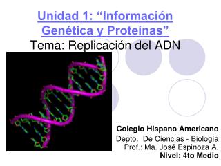 Unidad 1: “Información Genética y Proteínas” Tema: Replicación del ADN