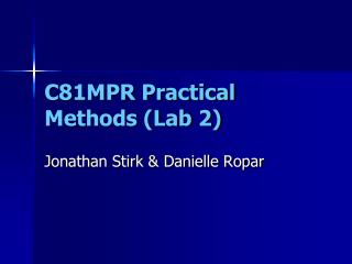 C81MPR Practical Methods (Lab 2)