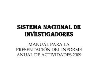 SISTEMA NACIONAL DE INVESTIGADORES