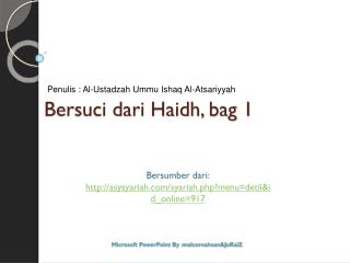 Bersuci dari Haidh, bag 1