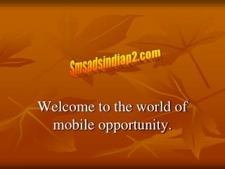 Welcome to the world of mobile opportunity.