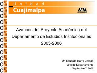 Avances del Proyecto Académico del Departamento de Estudios Institucionales 2005-2006