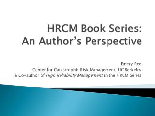 HRCM Book Series: An Author’s Perspective
