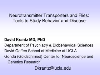Neurotransmitter Transporters and Flies: Tools to Study Behavior and Disease