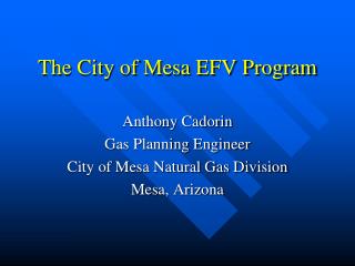 The City of Mesa EFV Program