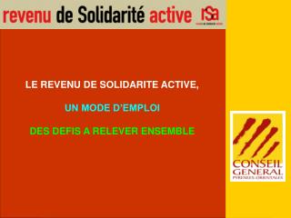 LE REVENU DE SOLIDARITE ACTIVE, UN MODE D’EMPLOI DES DEFIS A RELEVER ENSEMBLE