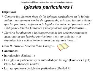 Iglesias particulares I