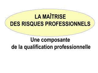 LA MAÎTRISE DES RISQUES PROFESSIONNELS Une composante de la qualification professionnelle