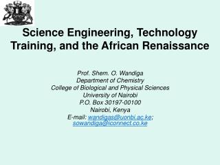 Science Engineering, Technology Training, and the African Renaissance