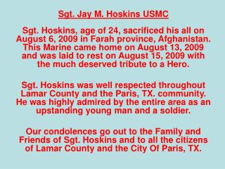 Sgt. Jay M. Hoskins USMC