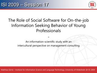 ISI 2009 – Session 17