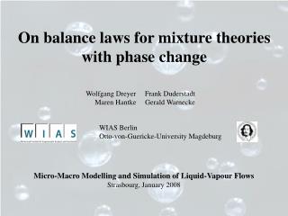 On balance laws for mixture theories with phase change
