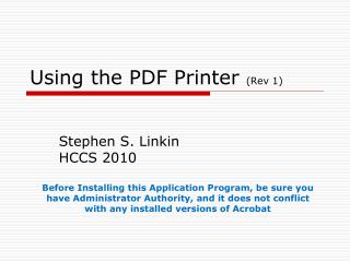 Using the PDF Printer (Rev 1)
