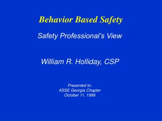 Behavior Based Safety