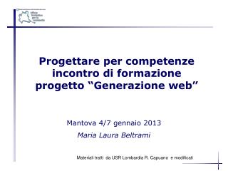 Progettare per competenze incontro di formazione progetto “Generazione web”