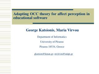 Adapting OCC theory for affect perception in educational software