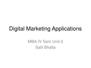 Digital Marketing Applications