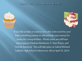 Aunty Nic’s 1st Annual Bake Sale!