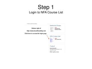 Step 1 Login to NFA Course List