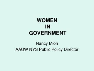 WOMEN IN GOVERNMENT