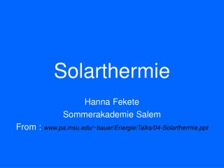 Solarthermie