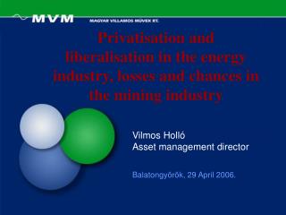 Privatisation and liberalisation in the energy industry, losses and chances in the mining industry