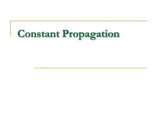 Constant Propagation