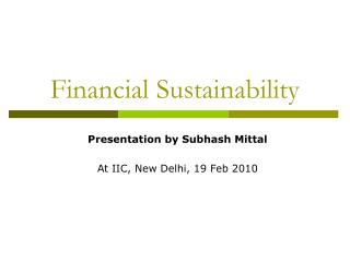 Financial Sustainability