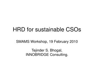 HRD for sustainable CSOs