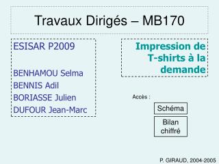 Travaux Dirigés – MB170