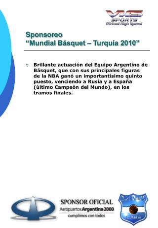 Sponsoreo “Mundial Básquet – Turquía 2010”