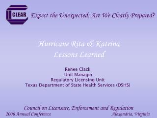 Hurricane Rita &amp; Katrina Lessons Learned