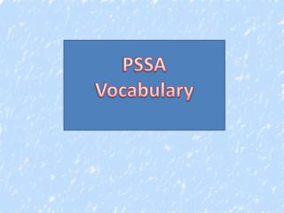 PSSA Vocabulary