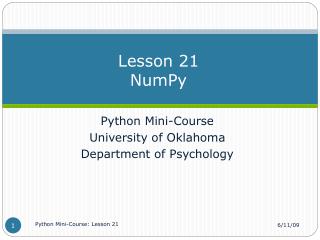 Lesson 21 NumPy