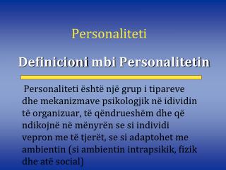 Definicioni mbi Personalitetin