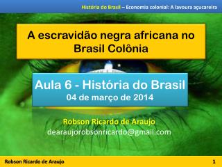 A escravidão negra africana no Brasil Colônia