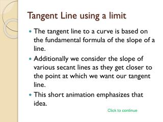 Tangent Line using a limit