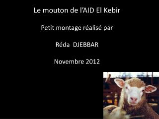 Le mouton de l’AID El Kebir Petit montage réalisé par Réda DJEBBAR Novembre 2012