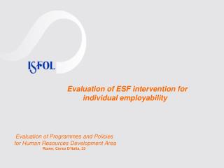 Evaluation of ESF intervention for individual employability