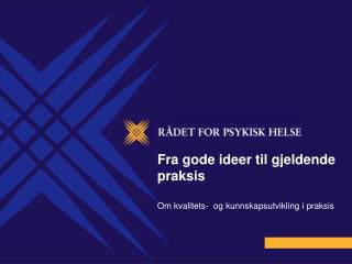 Fra gode ideer til gjeldende praksis