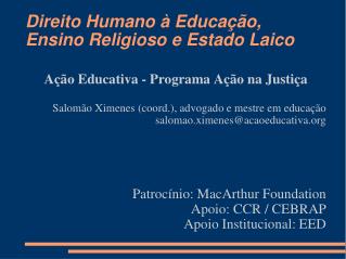 Direito Humano à Educação, Ensino Religioso e Estado Laico