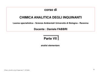 corso di CHIMICA ANALITICA DEGLI INQUINANTI