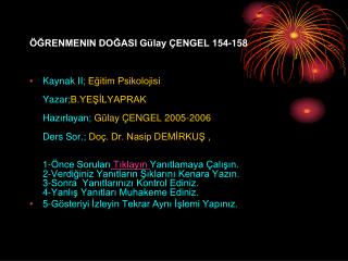 ÖĞRENMENIN DOĞASI Gülay ÇENGEL 154-158