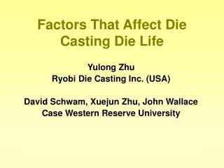 Factors That Affect Die Casting Die Life