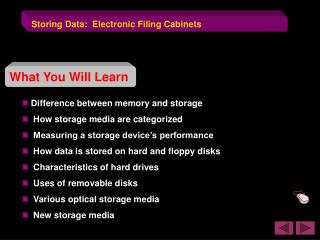 Storing Data: Electronic Filing Cabinets
