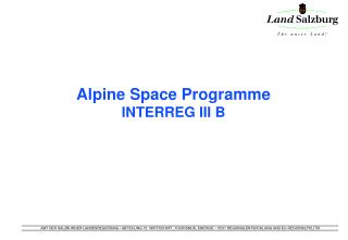 Alpine Space Programme INTERREG III B