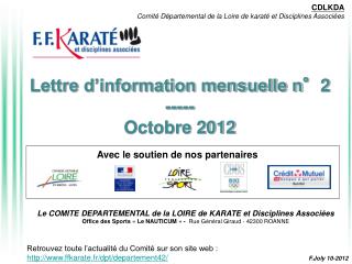 Lettre d’information mensuelle n°2 ----- Octobre 2012