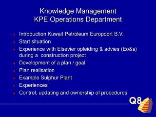 Knowledge Management KPE Operations Department