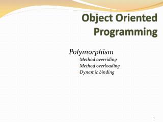 Object Oriented Programming