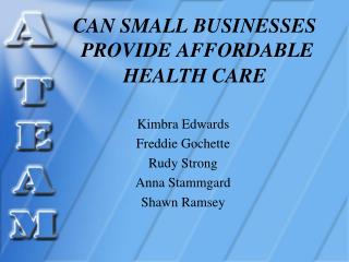 CAN SMALL BUSINESSES PROVIDE AFFORDABLE HEALTH CARE